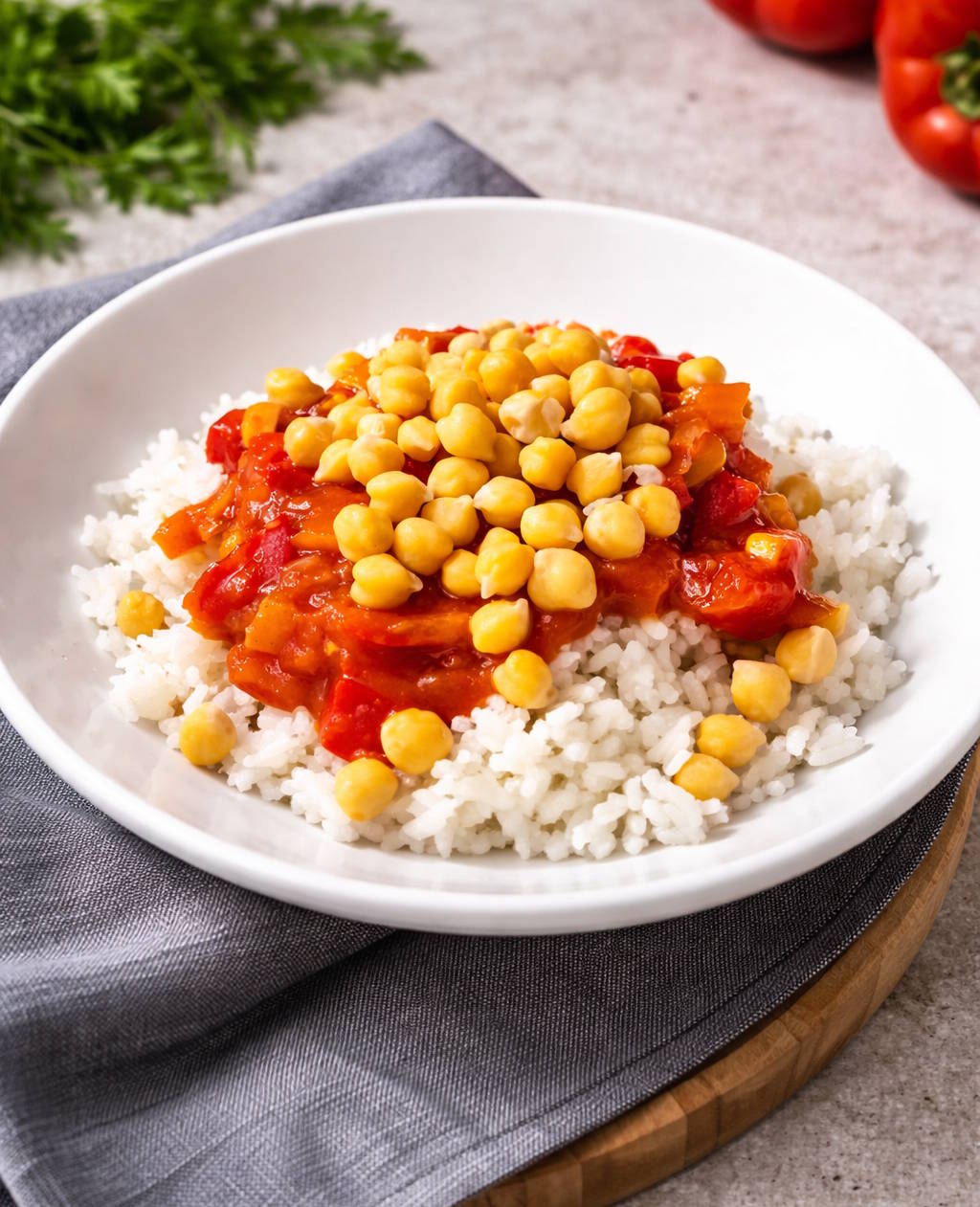 Ryż z sosem słodko-kwaśnym i ciecierzycą Ryż z sosem słodko-kwaśnym i ciecierzyc