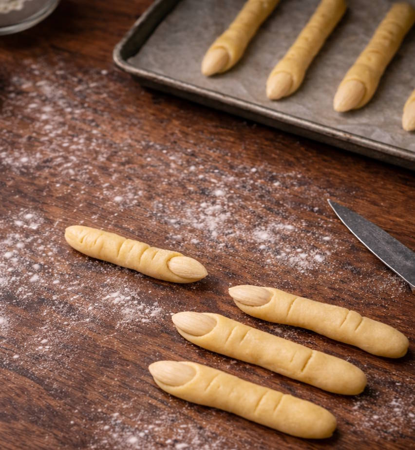 Formowanie paluchów wiedźmy krok po kroku Jak zrobić paluchy wiedźmy krok po kroku formowanie ciastek