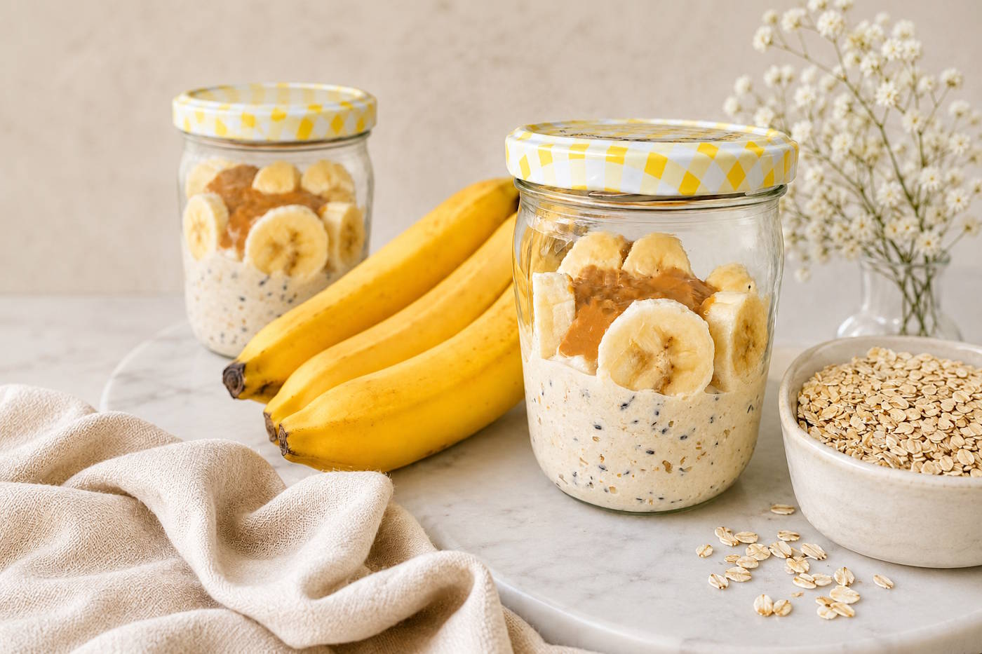 owsianka nocna z bananem i karmelem