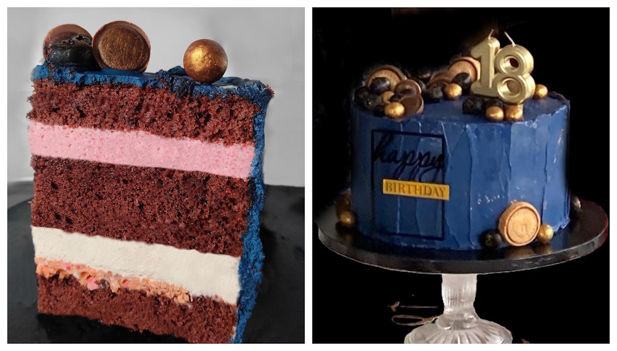 Granatowy tort z musem środek